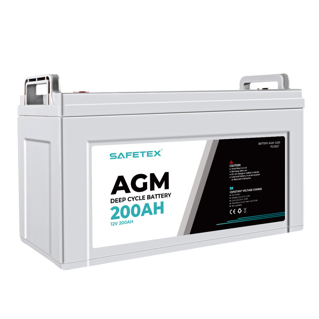 Safetex 12V 200Ah AGM Deep Cycle Battery Marine Portable Sealed Power Camping