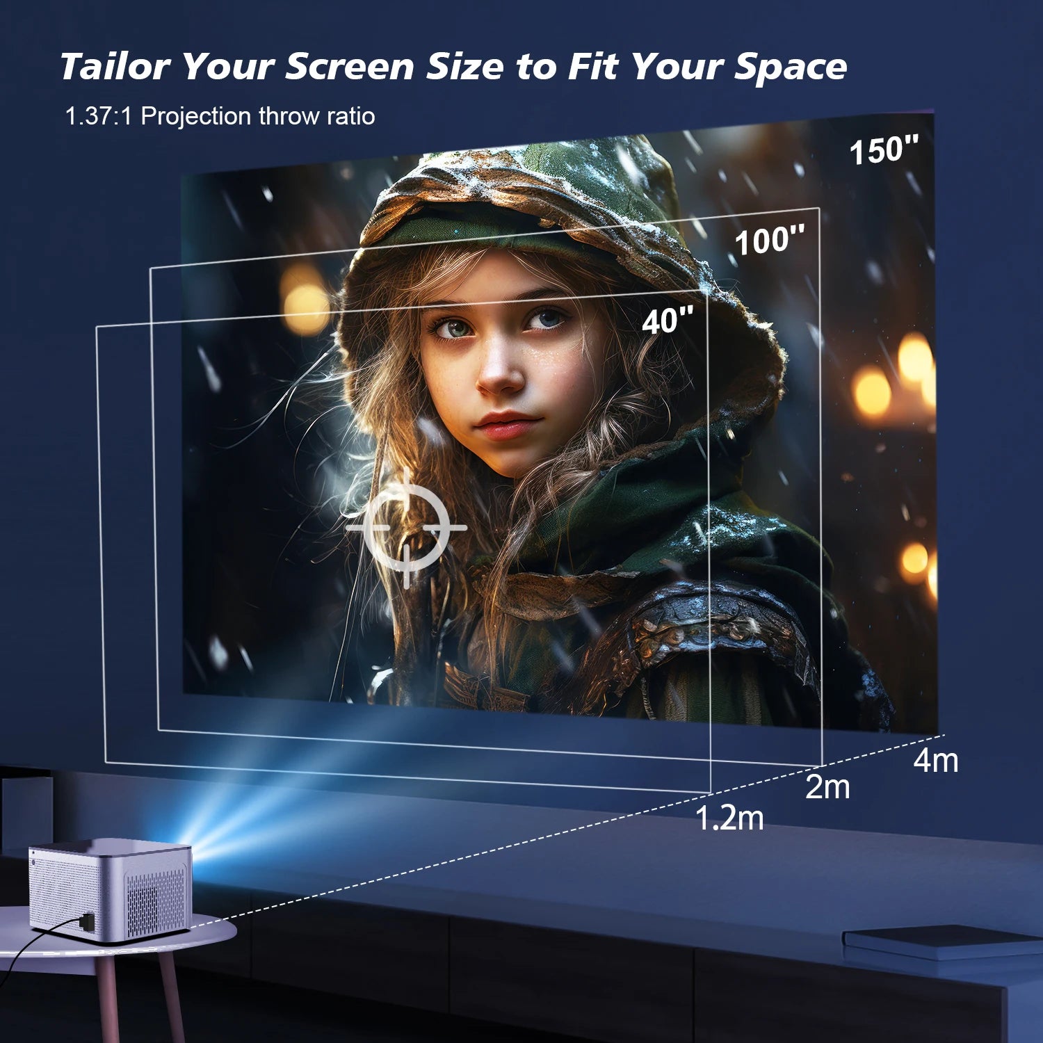 Portable Projector 580ANSI Auto Focus Projector Android 11 4K 1080P Wifi6 Voice Control Allwinner H713 BT5.0 Home Cinema HY350 Pro