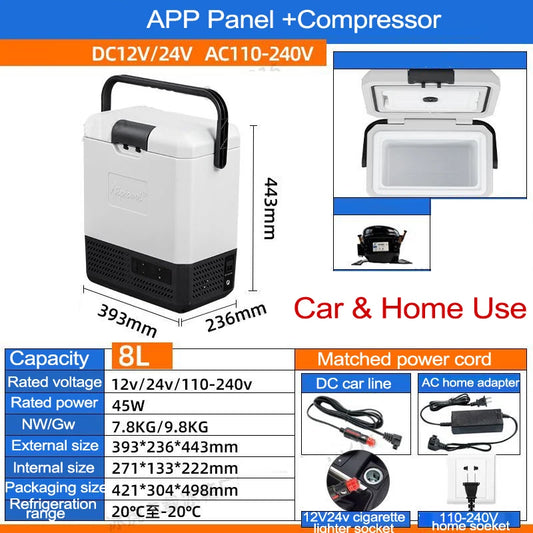 8L Mini Car Refrigerator 12V/24V Portable Refrigerator 110V/220V Freezer Cooler Car Home Vehicle Truck Camping Fridge P8