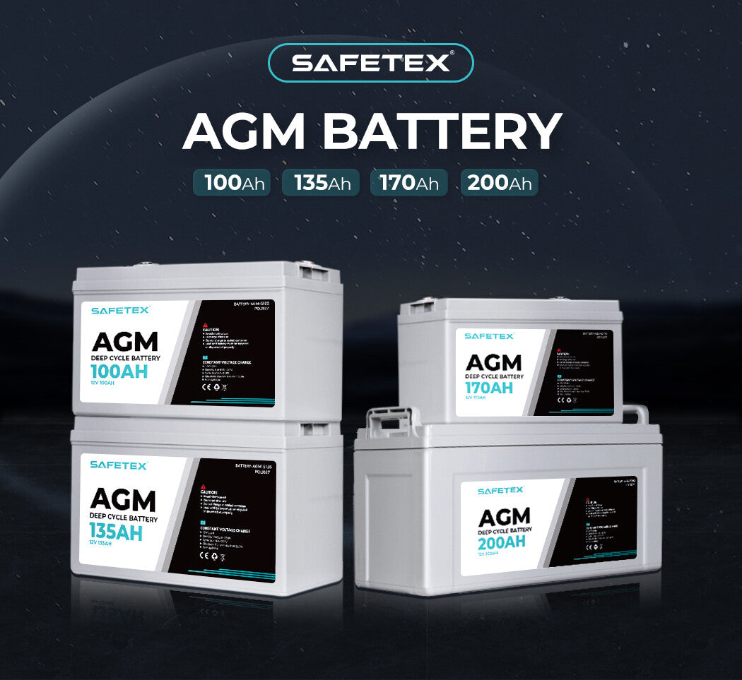 Safetex 12V 200Ah AGM Deep Cycle Battery Marine Portable Sealed Power Camping